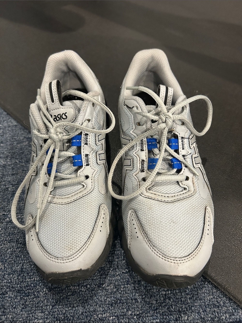 ASICS Kids Gray and Blue Mesh Sneakers